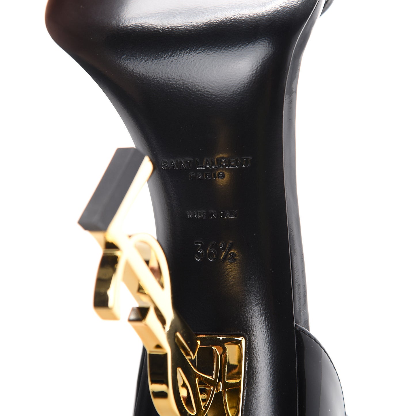 Patent Calfskin Opyum 110 Sandals 36.5 Black Gold
