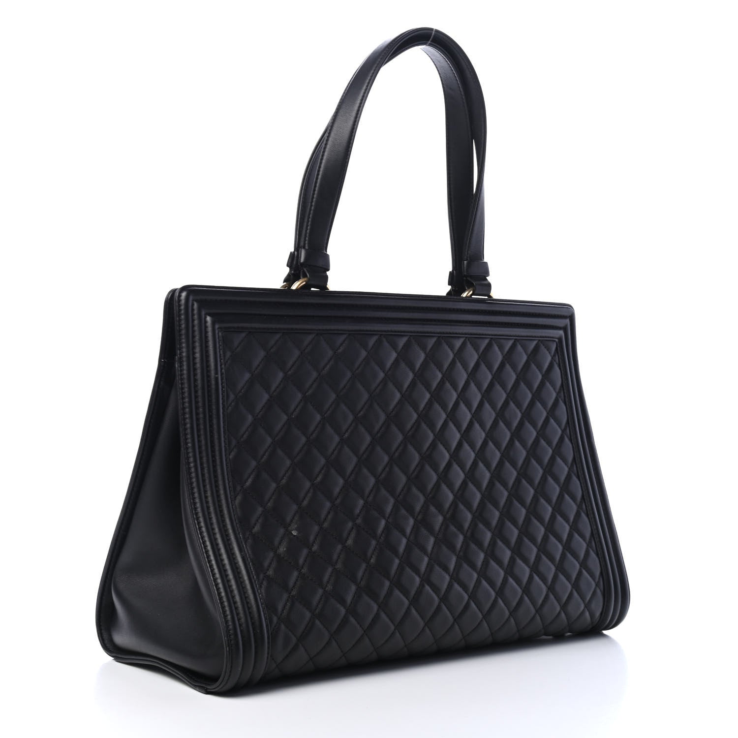 Chanel Calfskin Quilted Boy Shopping Tote Black 2 of 6