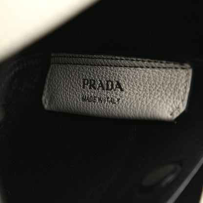 Prada Vitello Daino Soft Mini Dynamique Tote Talco Black 6 of 10
