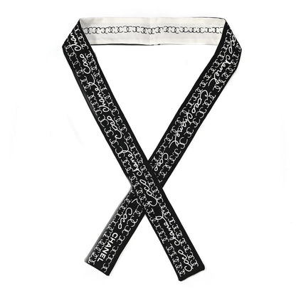 Chanel Silk CC Bandeau Scarf Black White 1 of 5