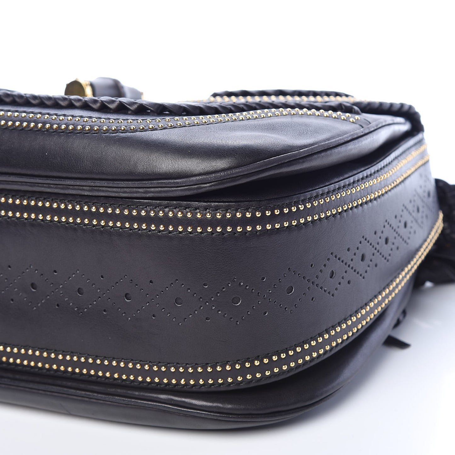 Calfskin New Bamboo Large Top Handle Bag Black