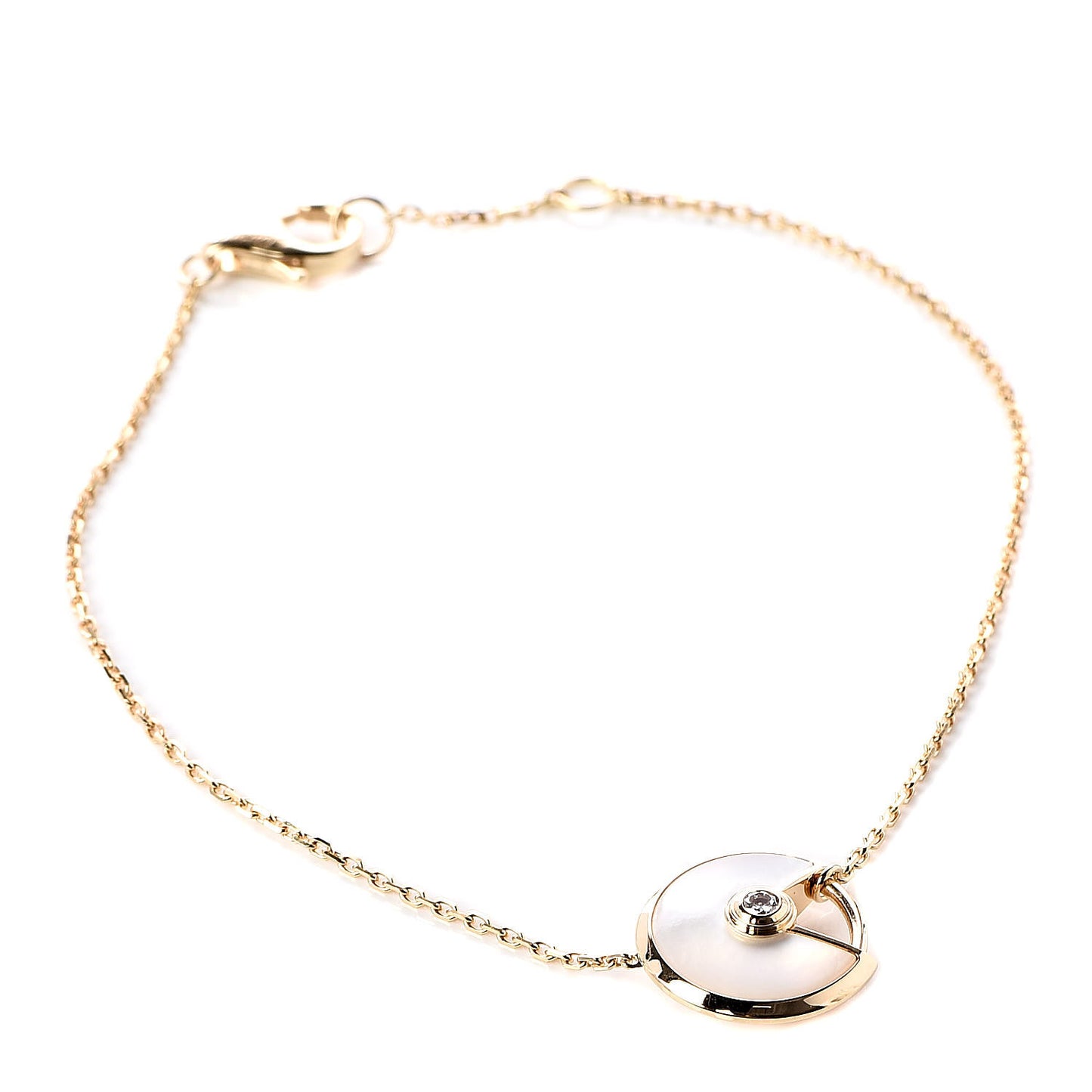 18K Yellow Gold Diamond Mother of Pearl Amulette de Cartier Bracelet
