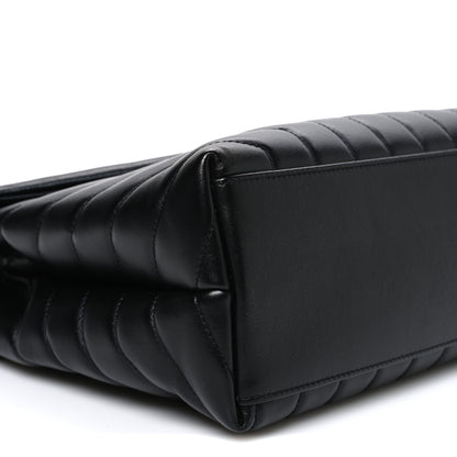 Saint Laurent Calfskin Y Quilted Monogram Monochrome Medium Loulou Chain Satchel Black Black 9 of 10