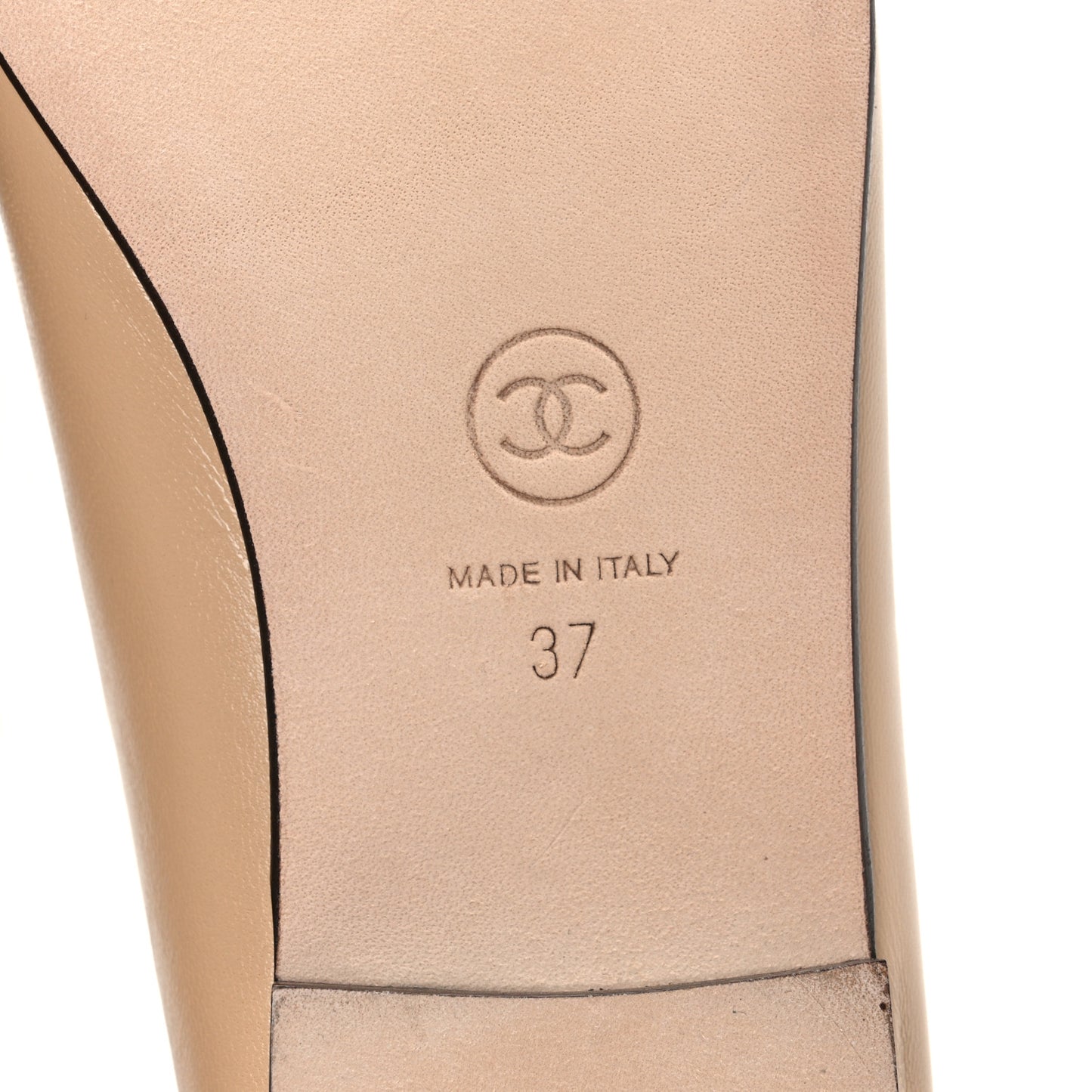 Lambskin Cap Toe CC Ballerina Flats 37 Beige Black