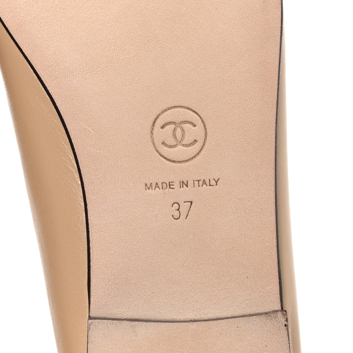 Chanel Lambskin Cap Toe CC Ballerina Flats 37 Beige Black 8 of 12
