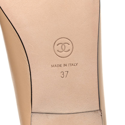 Chanel Lambskin Cap Toe CC Ballerina Flats 37 Beige Black 8 of 12
