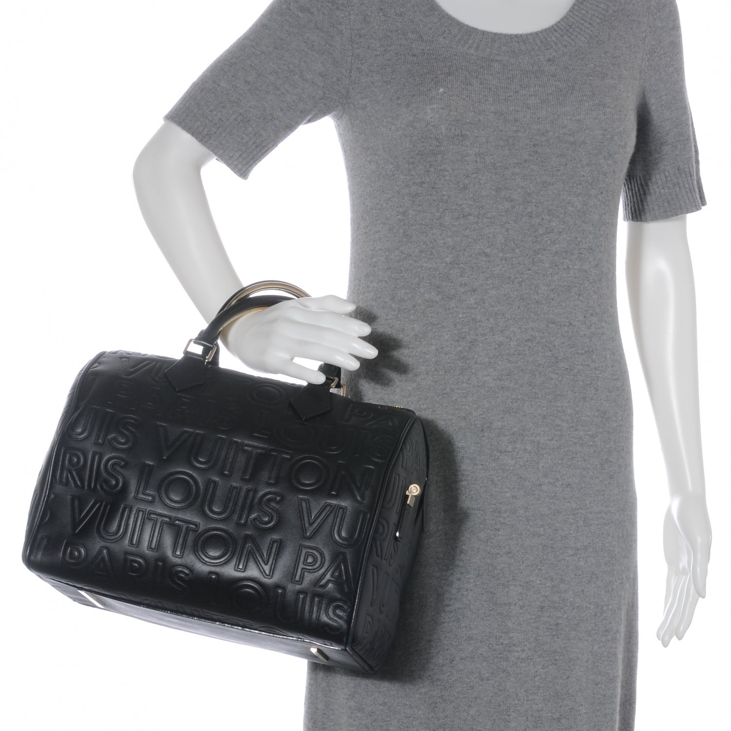 Louis Vuitton Calfskin Embossed Speedy Cube 30 Black 2 of 7