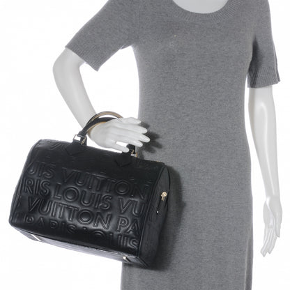 Louis Vuitton Calfskin Embossed Speedy Cube 30 Black 2 of 7