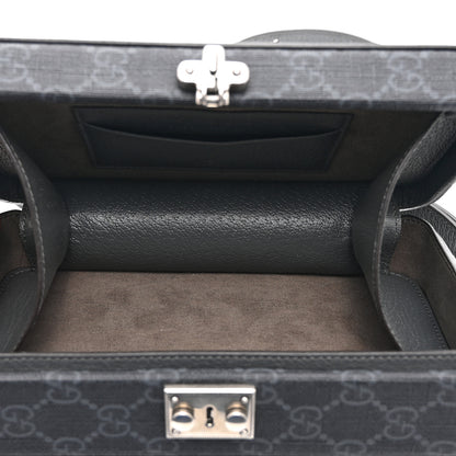 Gucci GG Supreme Monogram Textured Dollar Calfskin Mini New Basket Shoulder Bag Black Grey 5 of 10