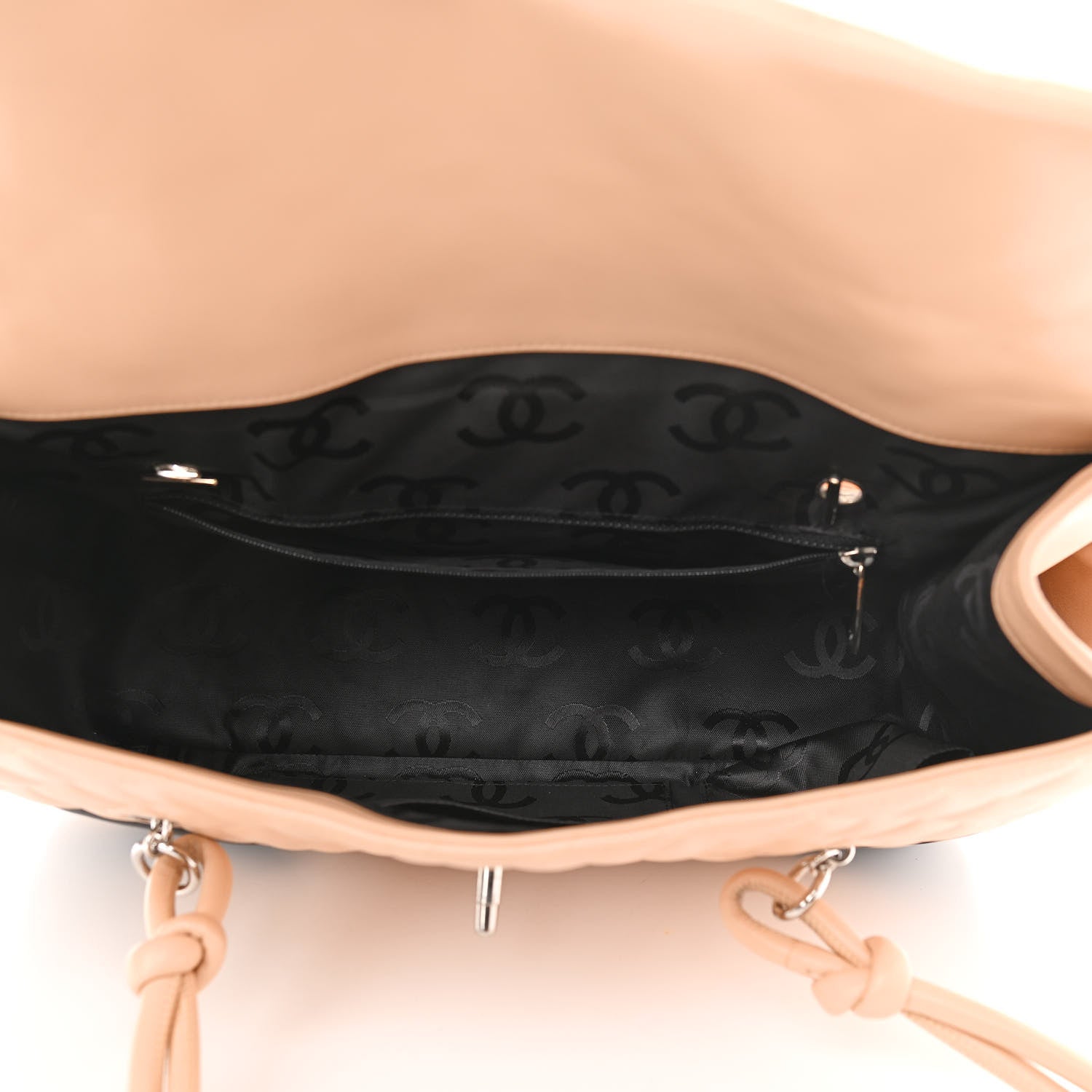 Chanel Calfskin Quilted Large Cambon Flap Beige Black 5 of 13