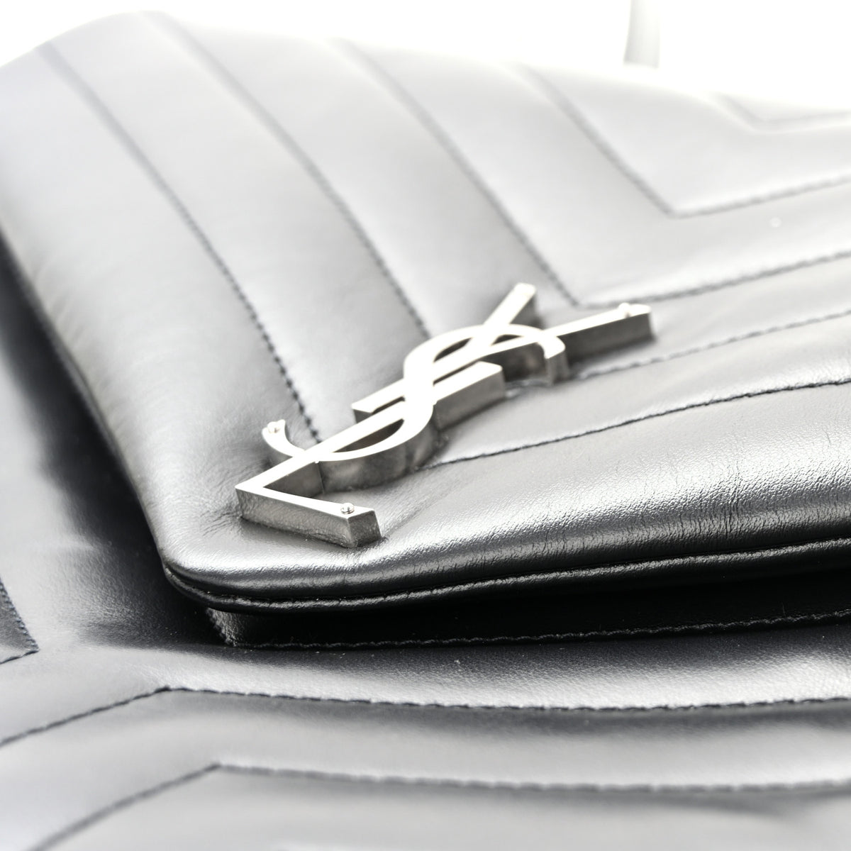 Saint Laurent Calfskin Y Quilted Monogram Large Loulou Chain Satchel Black 12 of 15