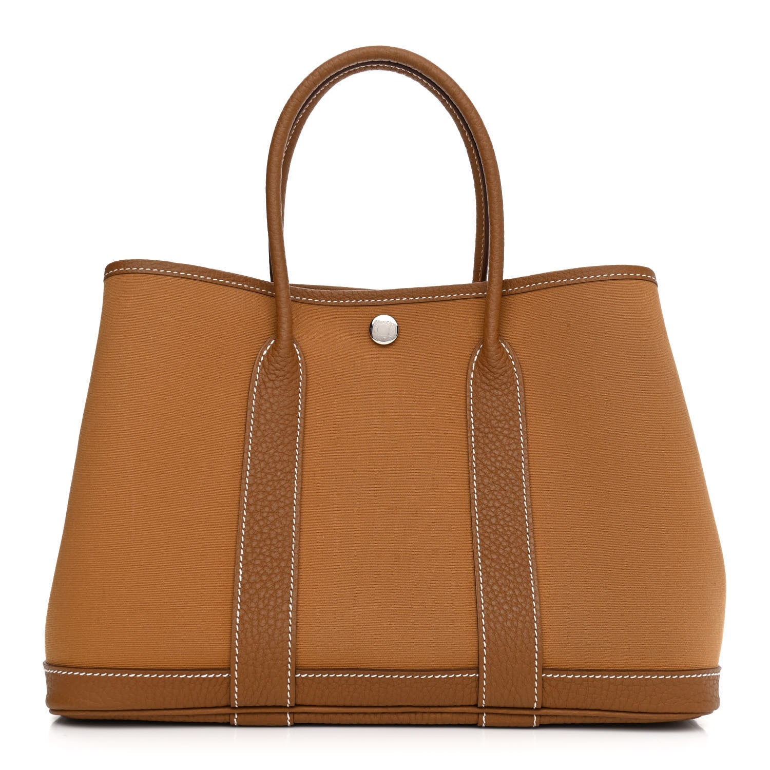 Hermes Toile Militaire Vache Country Verso Garden Party 30 TPM Gold Dune Magnolia 1 of 11