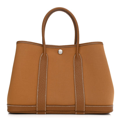 Hermes Toile Militaire Vache Country Verso Garden Party 30 TPM Gold Dune Magnolia 1 of 11