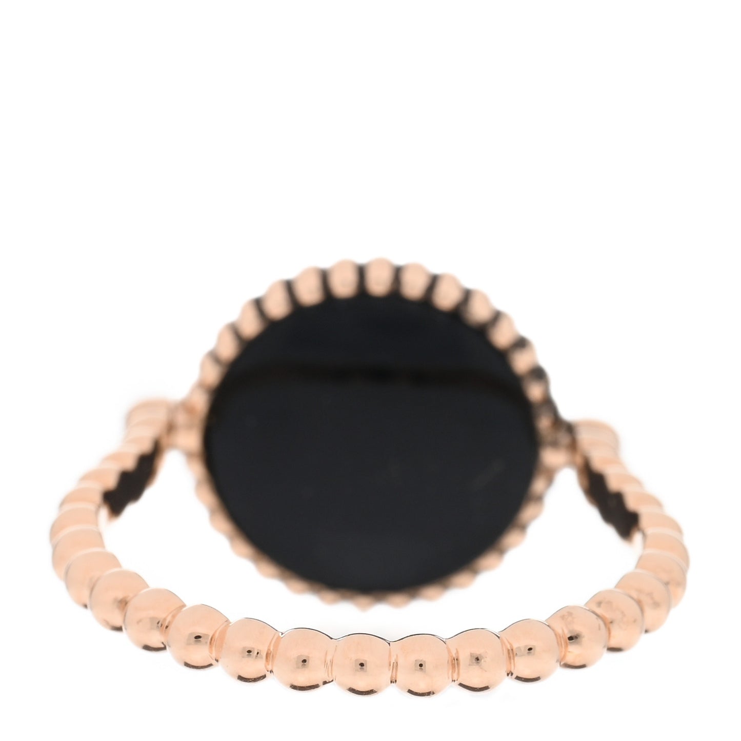 18K Rose Gold Diamond Black Onyx Rose Des Vents Ring 55 7.25