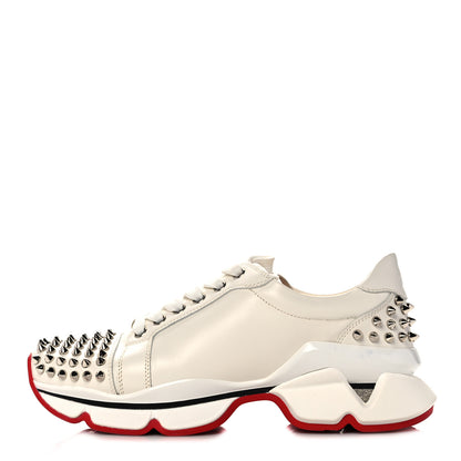 Christian Louboutin Calfskin Spike VRS 2018 Sneakers 37.5 Snow Silver 1 of 12