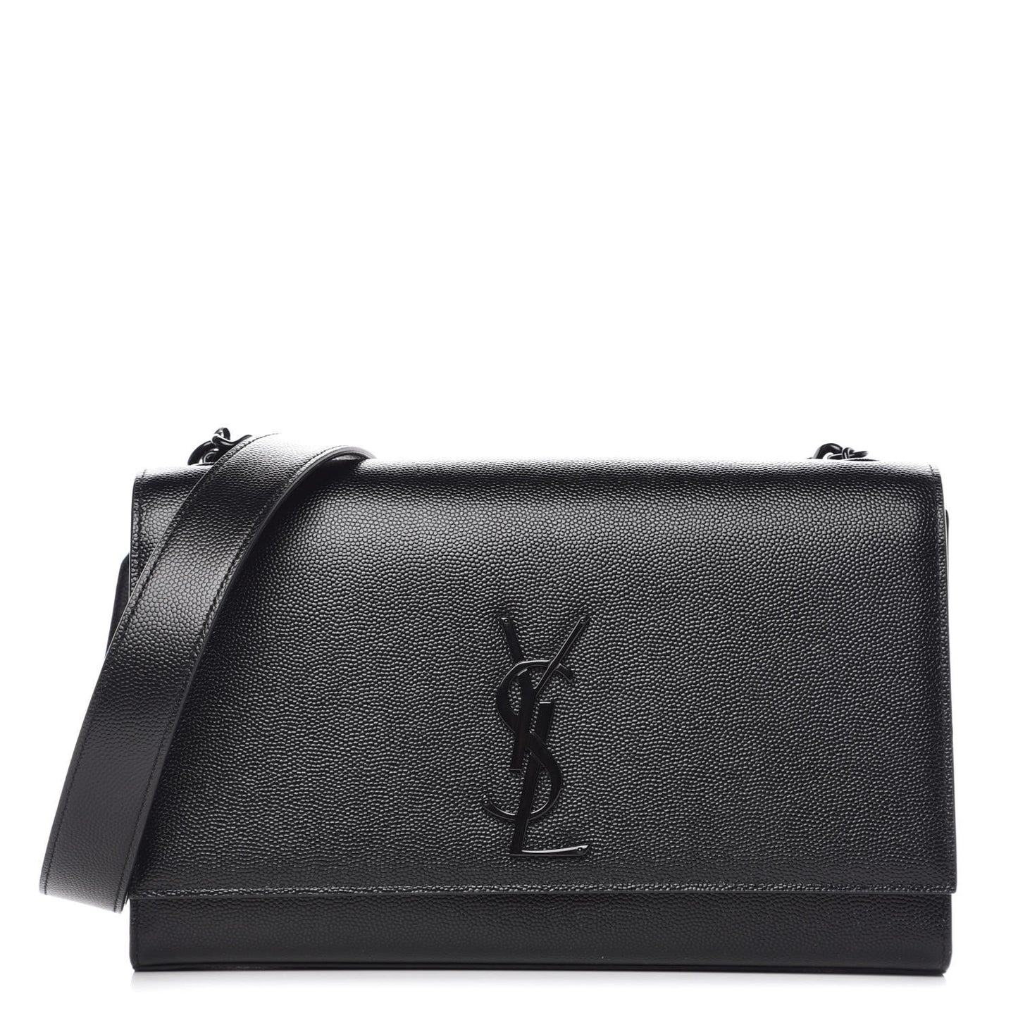 Grain De Poudre Medium Classic Monogram Kate Double Handle Satchel Black