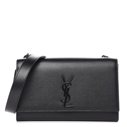 Saint Laurent Grain De Poudre Medium Classic Monogram Kate Double Handle Satchel Black 1 of 8