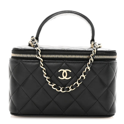 Chanel Lambskin Quilted Small Top Handle Vanity Case With Chain Black 1 of 10