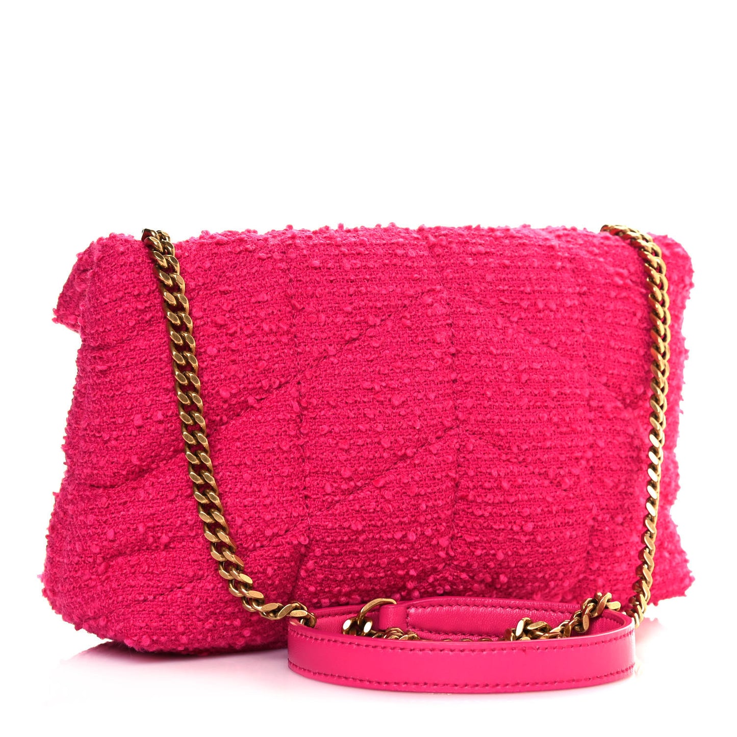Boucle Tweed Quilted Toy Loulou Puffer Monogram Chain Satchel Magenta