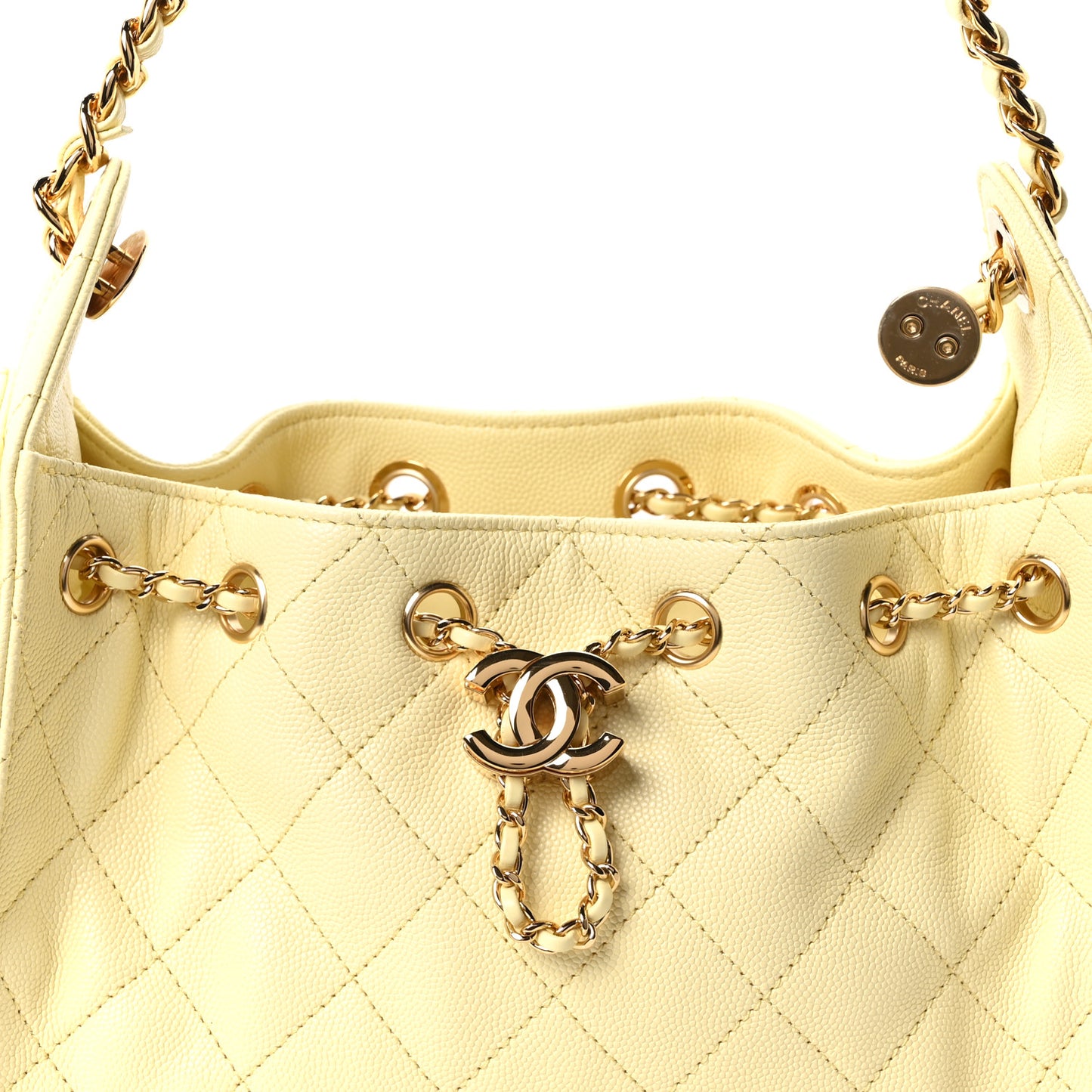 Caviar Quilted Mini Chanel 25 Handbag Light Yellow