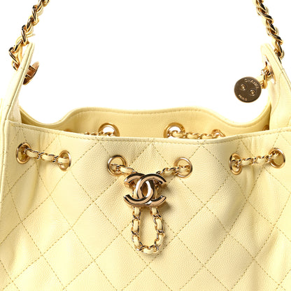 Chanel Caviar Quilted Mini Chanel 25 Handbag Light Yellow 8 of 11