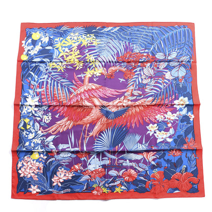 Hermes Silk Flamingo Party Scarf 90 Rouge Violet Bleu 1 of 4