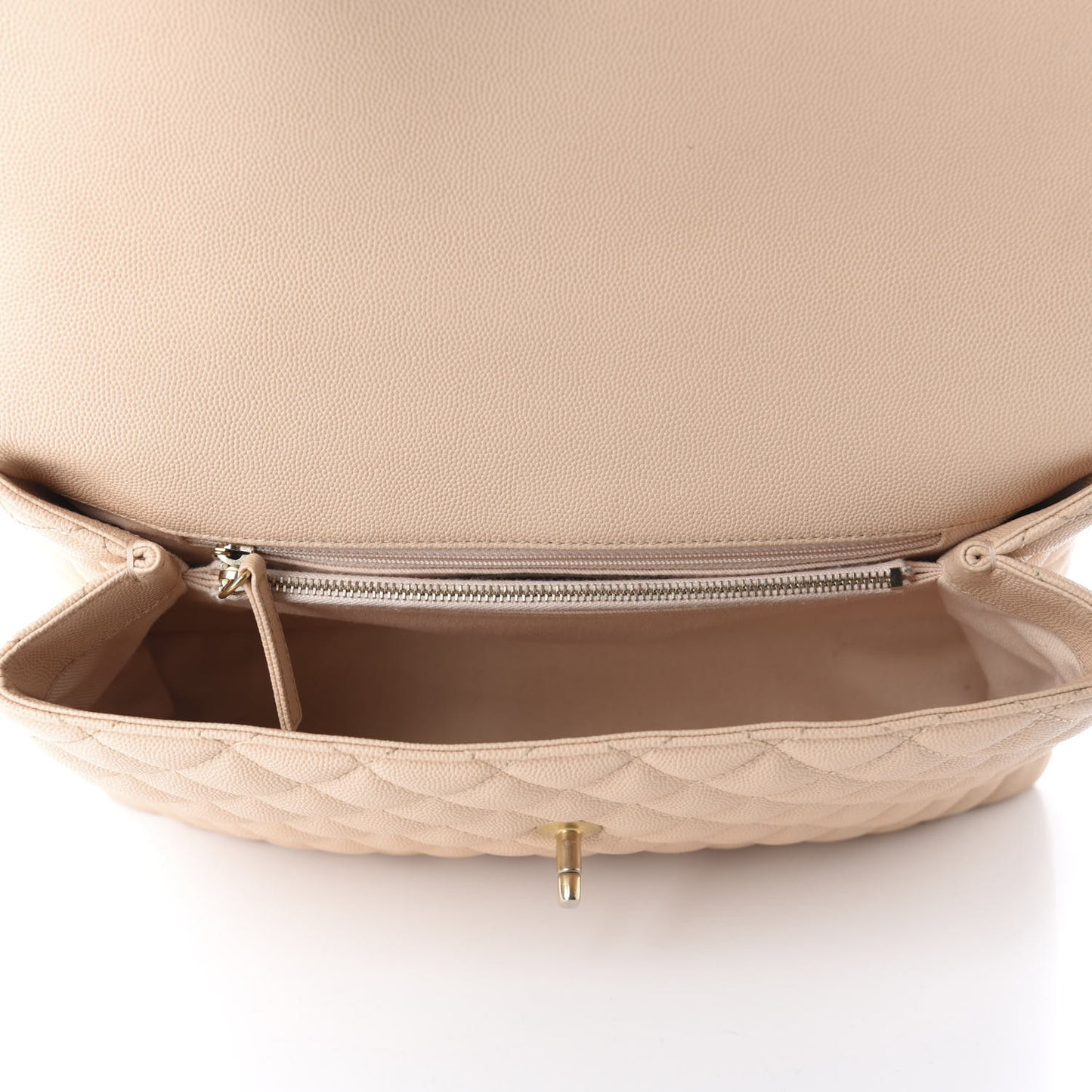 Caviar Quilted Medium Coco Handle Flap Beige