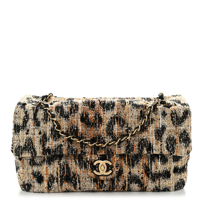 Chanel Tweed Mixed Fibers Leopard Print Small Souplissimo Maxi Flap Brown Black White 1 of 11