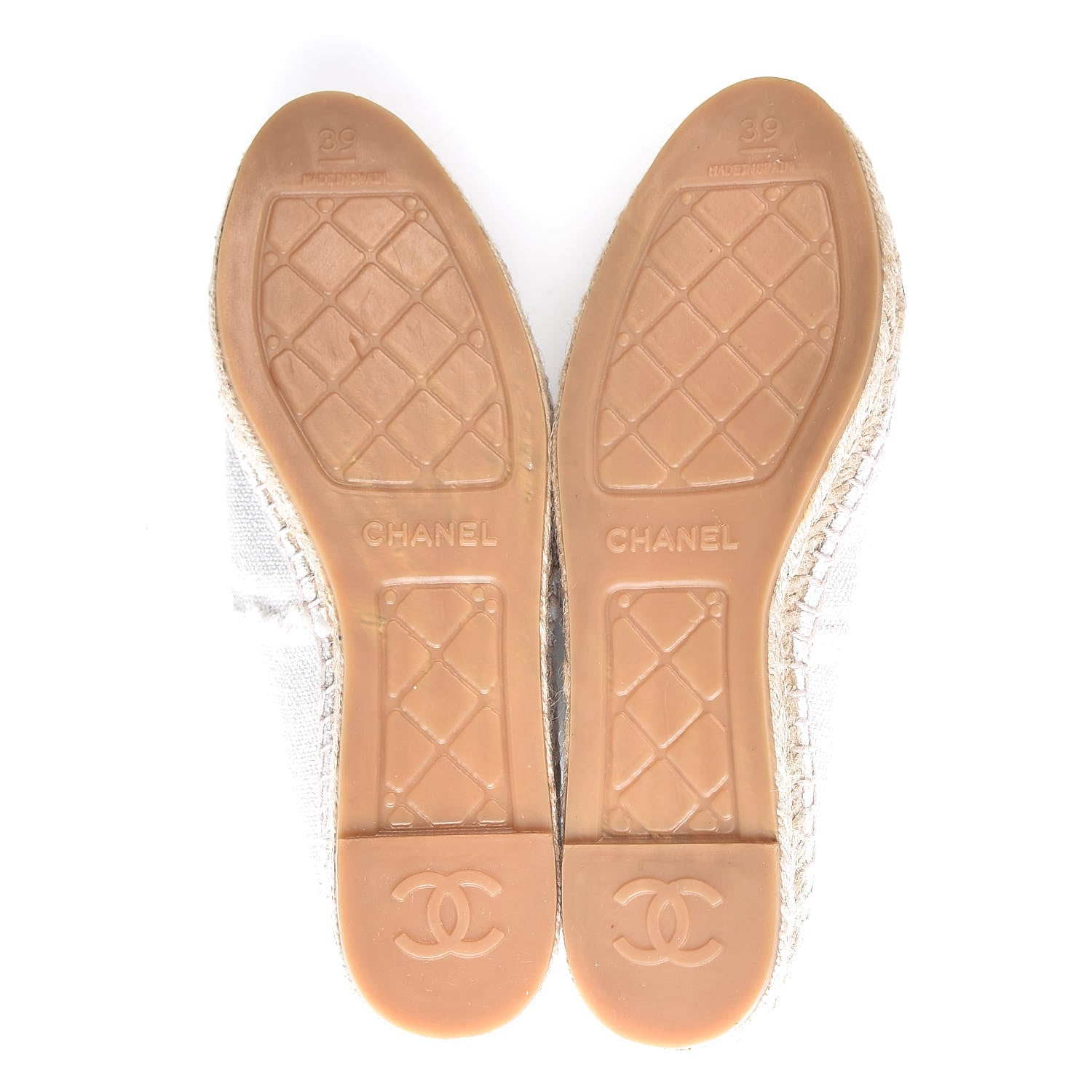 Chanel Linen CC Espadrilles 39 White Black 5 of 11