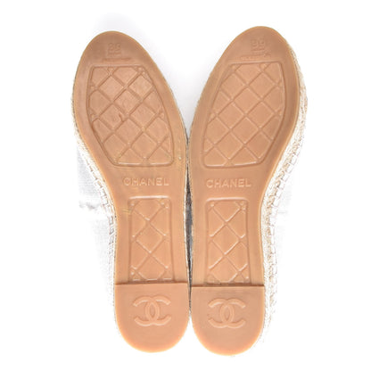 Chanel Linen CC Espadrilles 39 White Black 5 of 11
