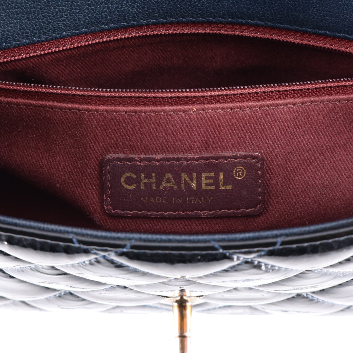 Chanel Patent Goatskin Quilted Medium CC Eyelet Flap Blue 6 of 10