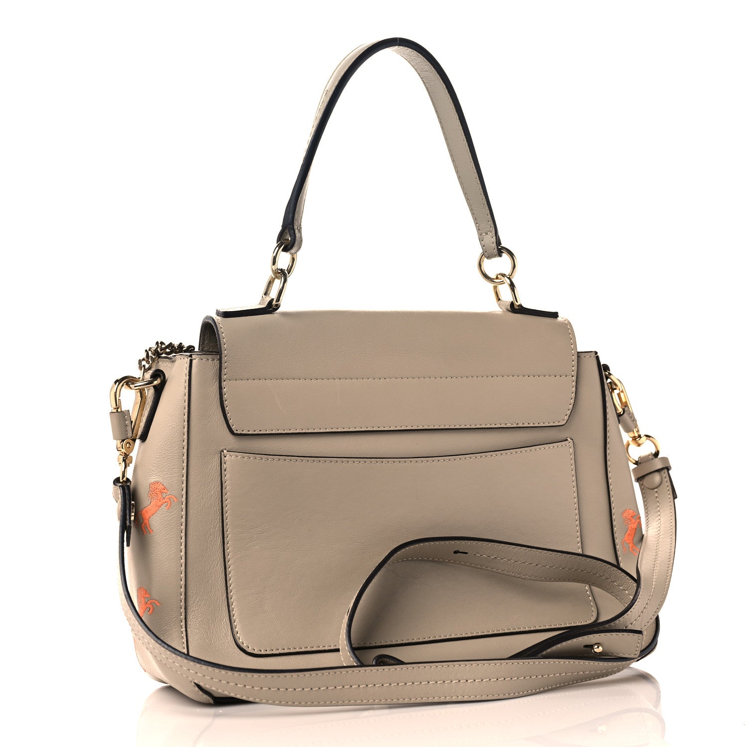 Chloe Smooth Calfskin Little Horses Embroidered Small Faye Day Shoulder Bag Pastel Grey 2 of 7