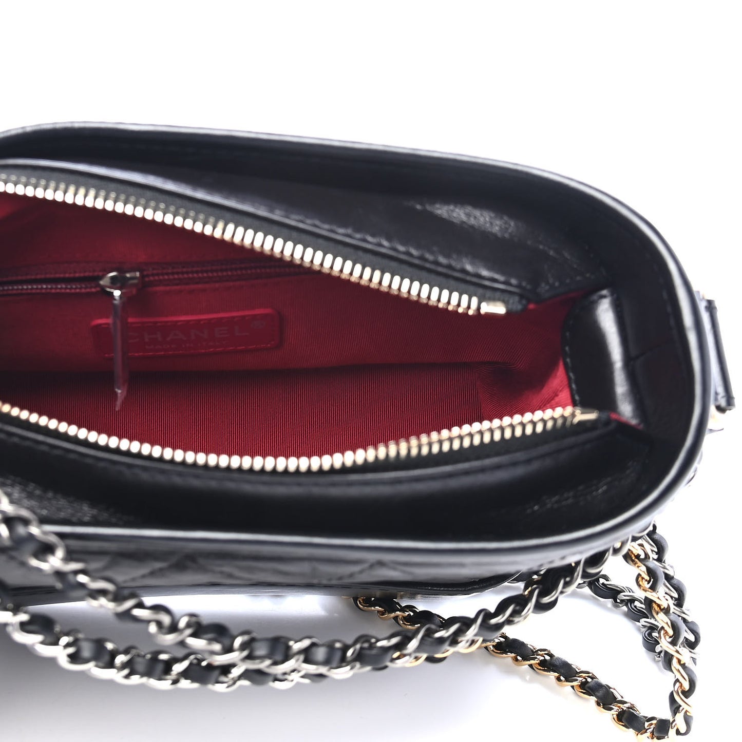 Aged Calfskin Quilted Small Gabrielle Hobo Black