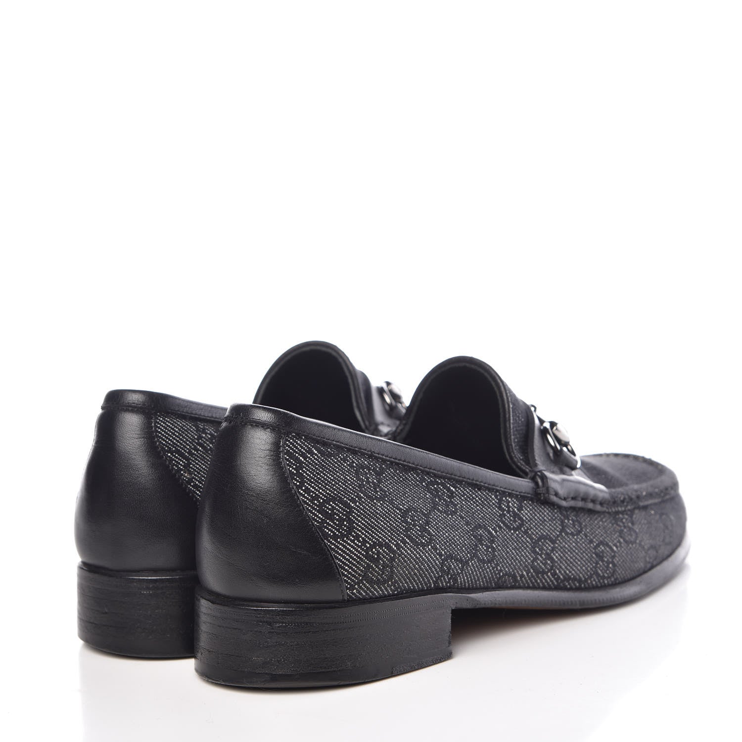Gucci Monogram Calfskin Mens Horsebit Loafers 8.5 Navy 4 of 14