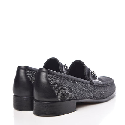 Gucci Monogram Calfskin Mens Horsebit Loafers 8.5 Navy 4 of 14