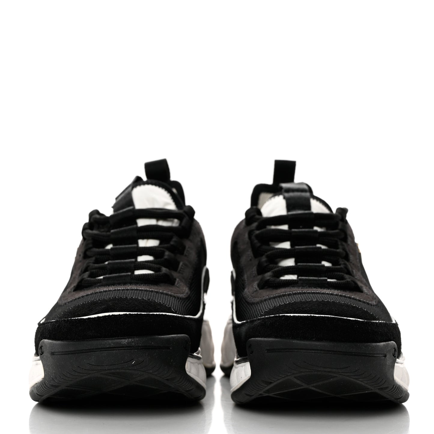 Velvet Calfskin Mixed Fibers CC Sneakers 38 Black