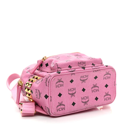 MCM Visetos Side Stud Small Stark Backpack Pink 4 of 12