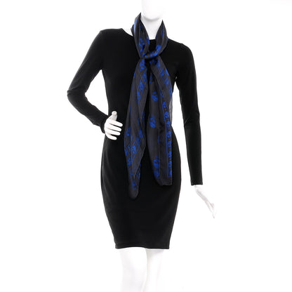 Alexander McQueen Silk Chiffon Skull Scarf Blue 2 of 8