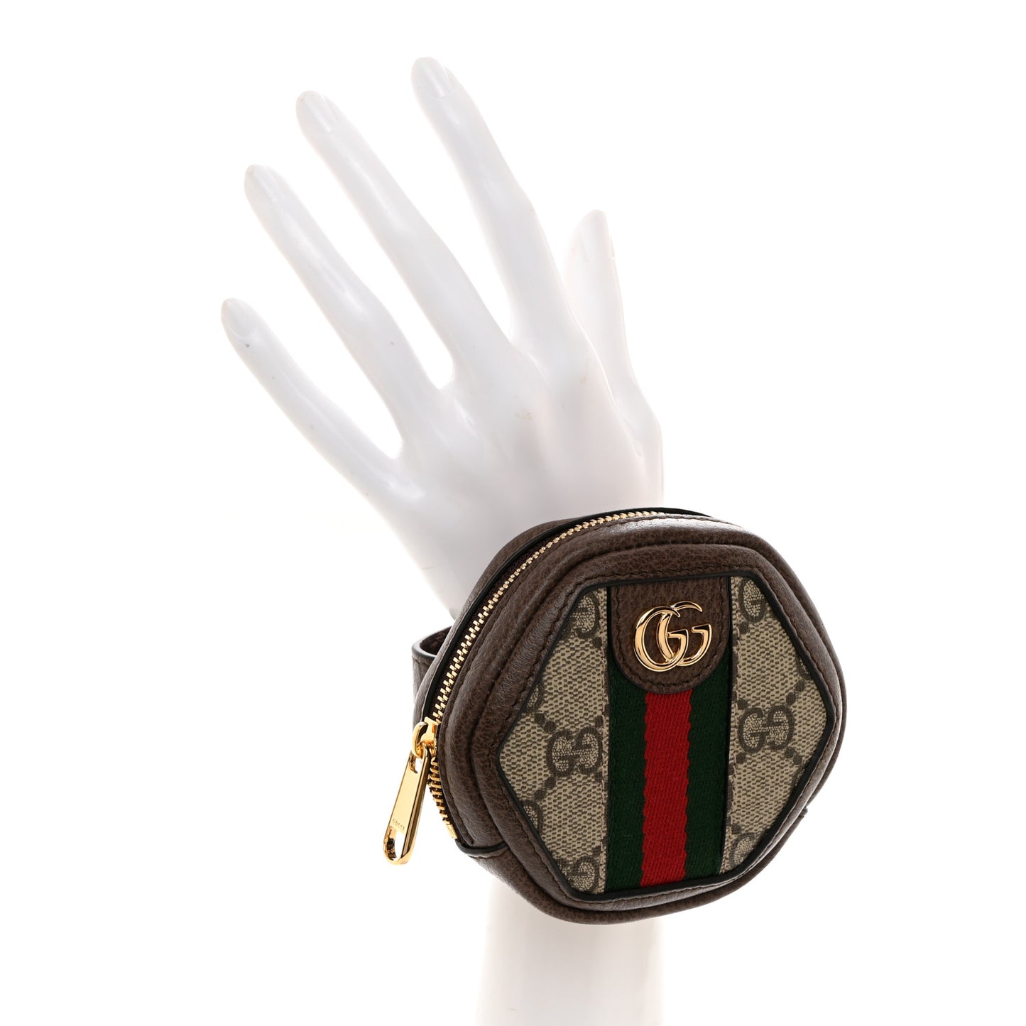 GG Supreme Monogram Web Ophidia Wrist Pouch Beige New Acero