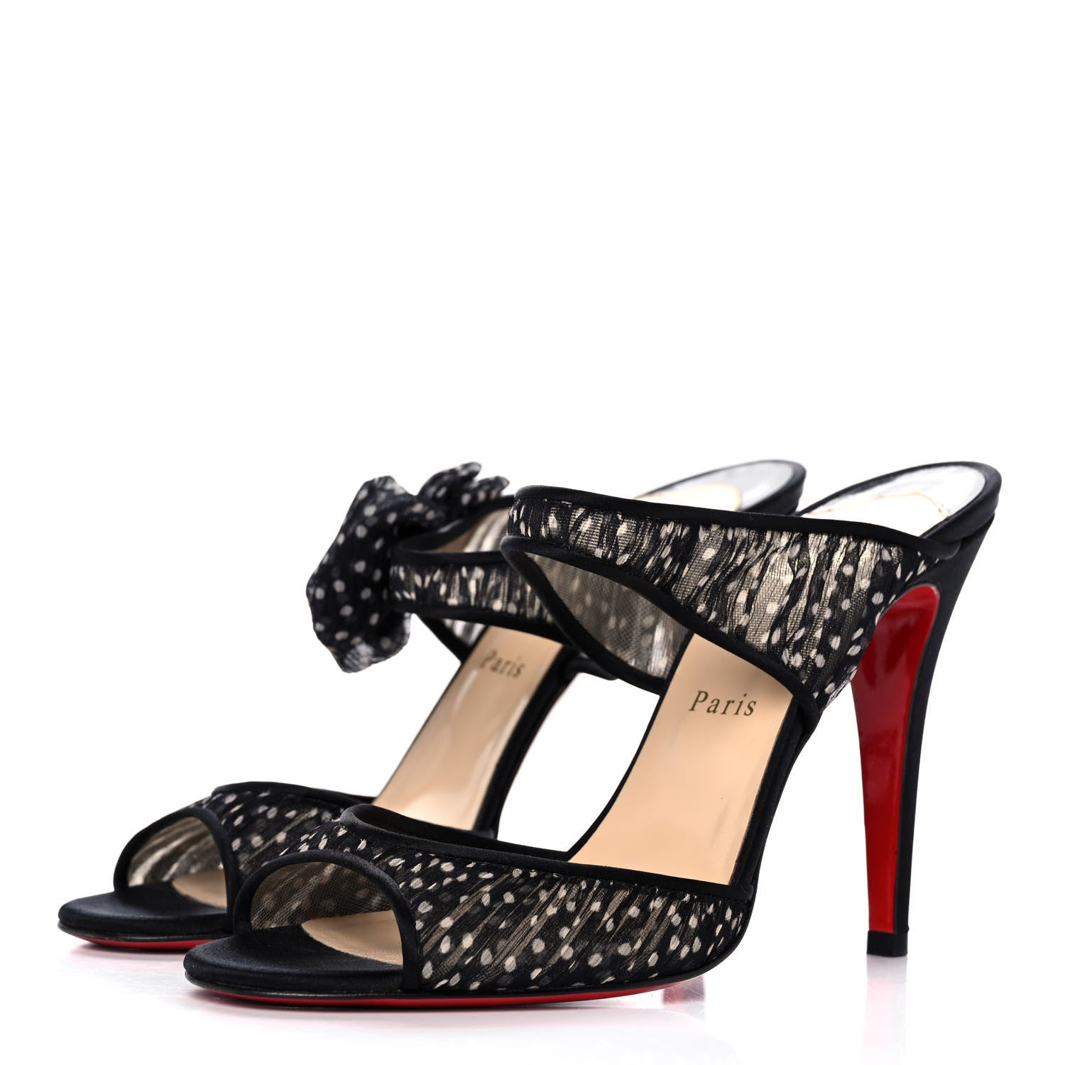 Christian Louboutin Crepe Satin Chiffon Miss Chief Bow 100 Pumps 39 Black 3 of 8