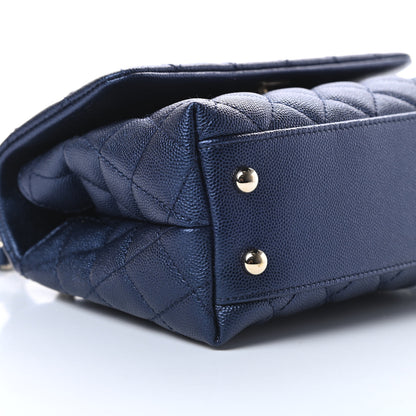 Chanel Metallic Caviar Quilted Mini Coco Handle Flap Dark Blue 9 of 11