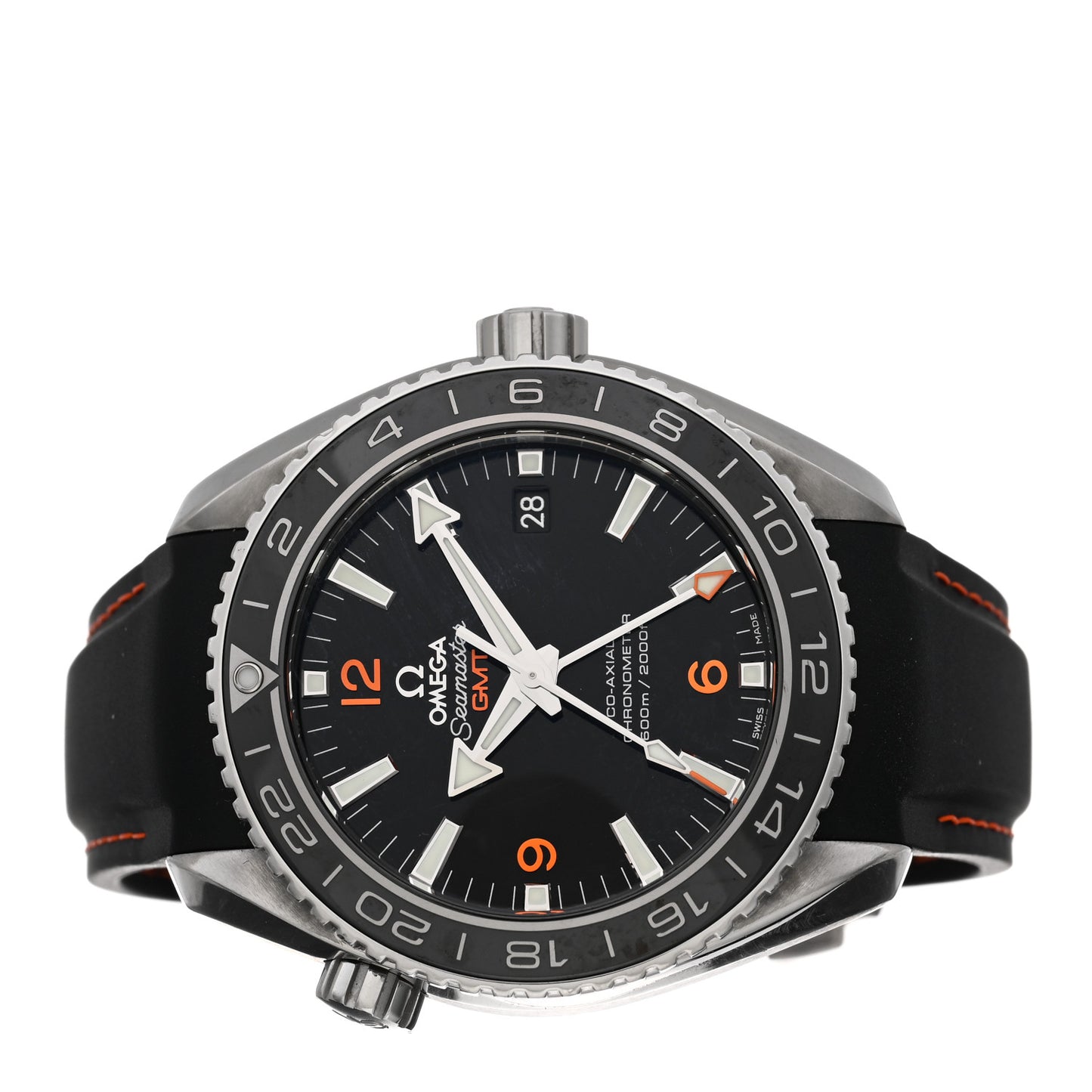 Stainless Steel Calfskin 43mm Seamaster Planet Ocean GMT Co-Axial Chronometer Automatic Watch Black 232.32.44.22.01.002