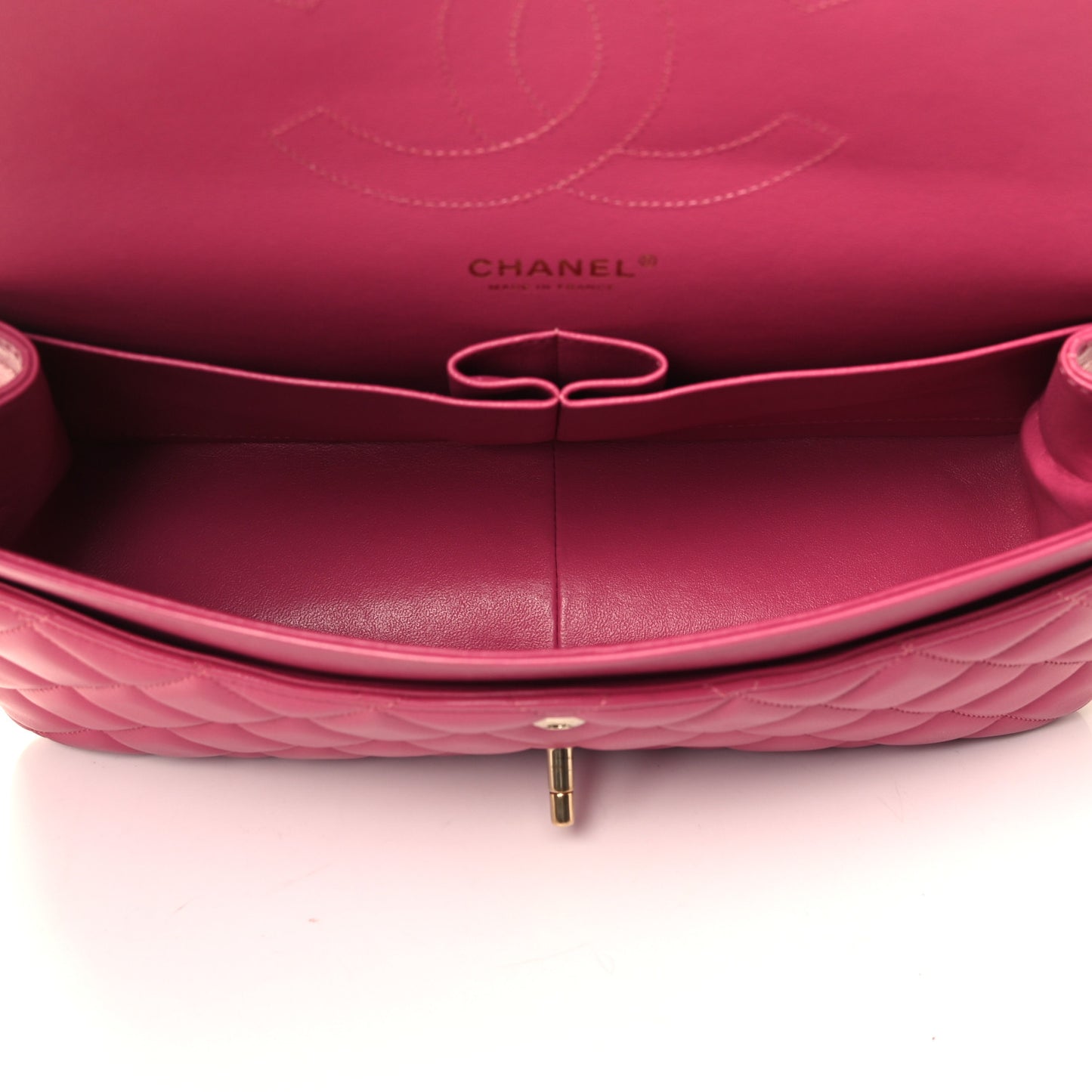 Lambskin Quilted Jumbo Double Flap Dark Pink