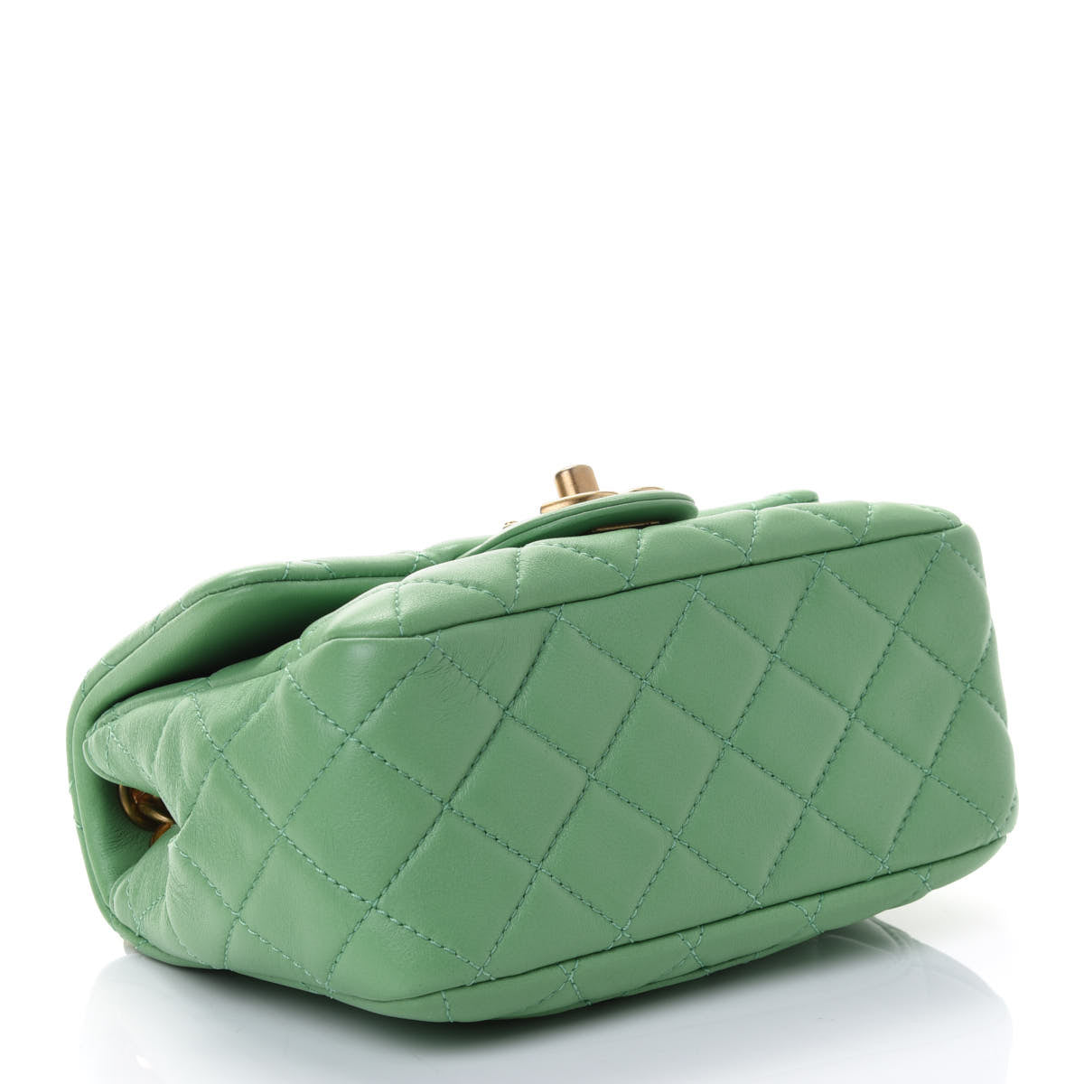 Chanel Lambskin Resin Quilted Mini Pearl Samba Square Flap Green 3 of 4
