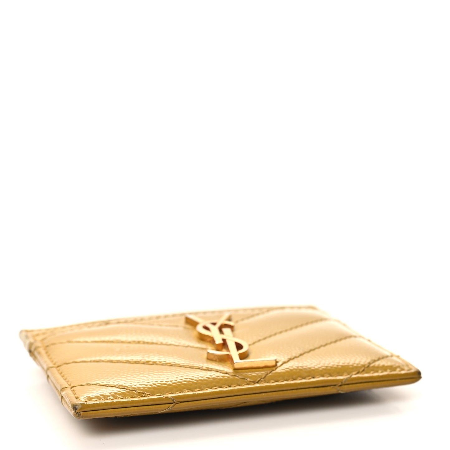 Grain De Poudre Matelasse Chevron Monogram Credit Card Case Light Chartreuse