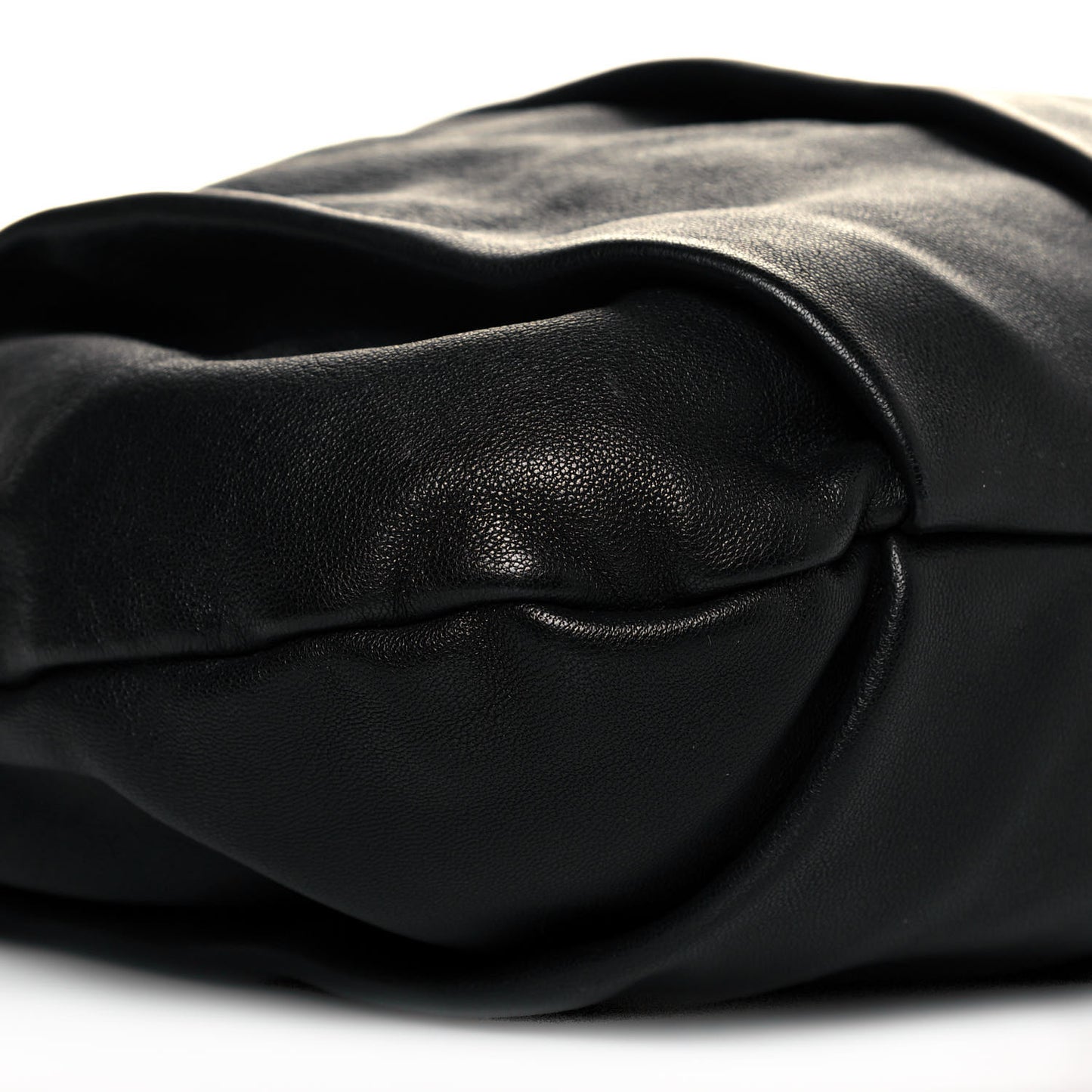 Calfskin Pleated Chain Hobo Black