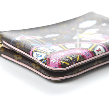 Louis Vuitton Monogram 2020 Christmas Animation Big Wheel Double Zip Pochette Rose Ballerine 6 of 10