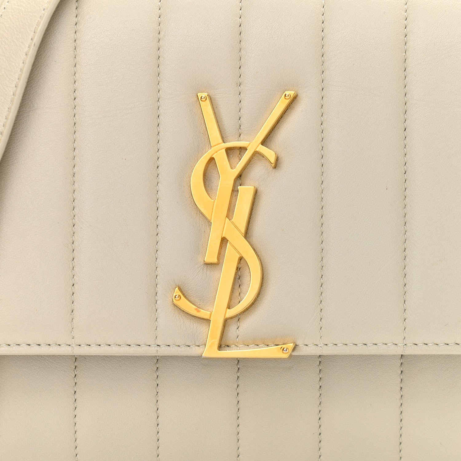Saint Laurent Lambskin Matelasse Monogram Vicky Chain Wallet Off White 7 of 11