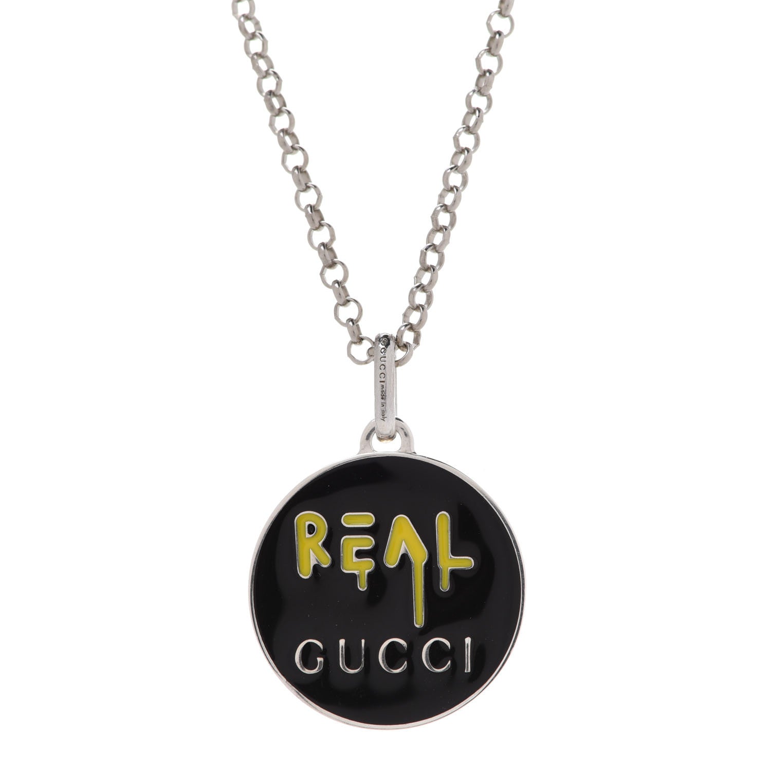 Gucci Sterling Silver Enamel Ghost Real Pendant Necklace 4 of 11