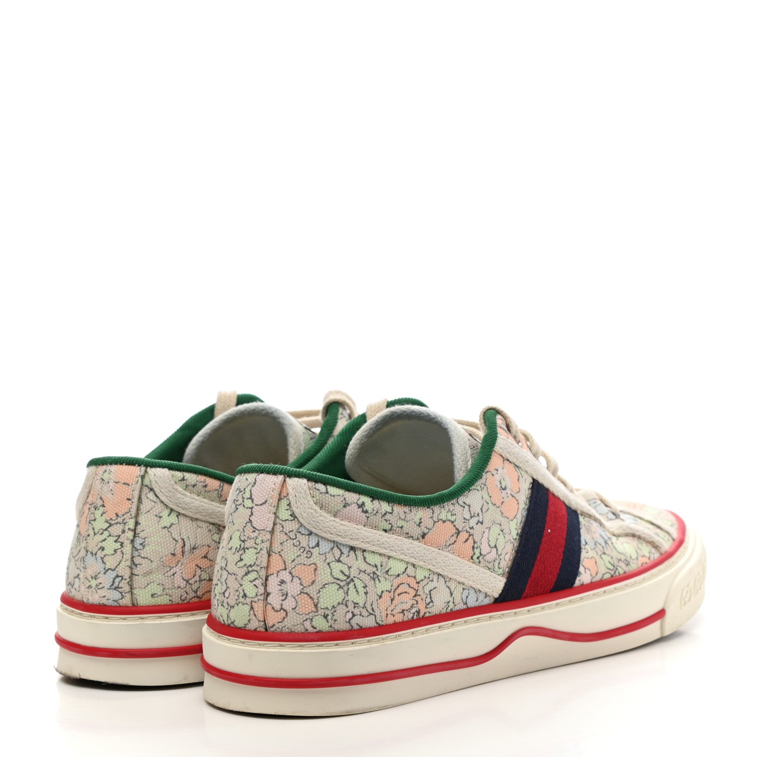 Gucci X LIBERTY OF LONDON Canvas Web Tracy Print Womens 1977 Tennis Sneakers 38.5 Mint Peach Mystic White 4 of 8